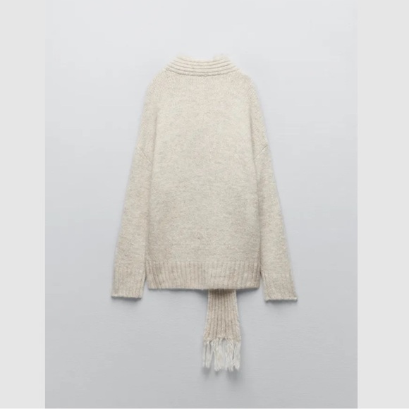 Zara Sweater with Scarf and Asymmetrical Neckline size L - Picture 7 of 13